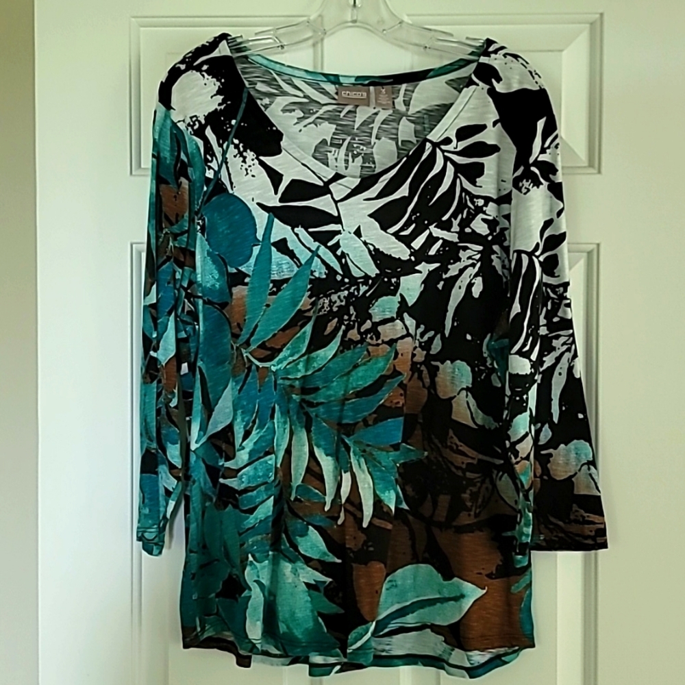 NWOT Chicos Ladies top, multi colors, cotton blend
